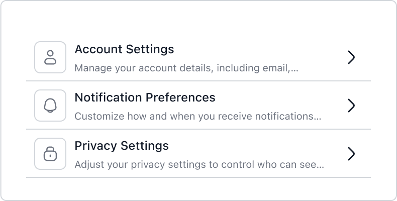 Settings menu