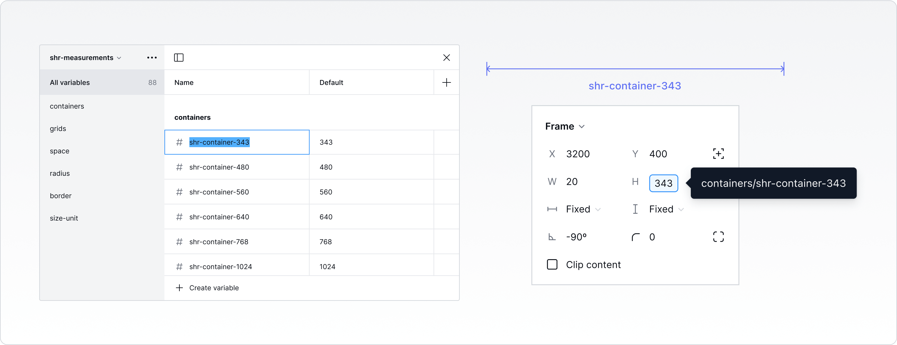 Overview of variables